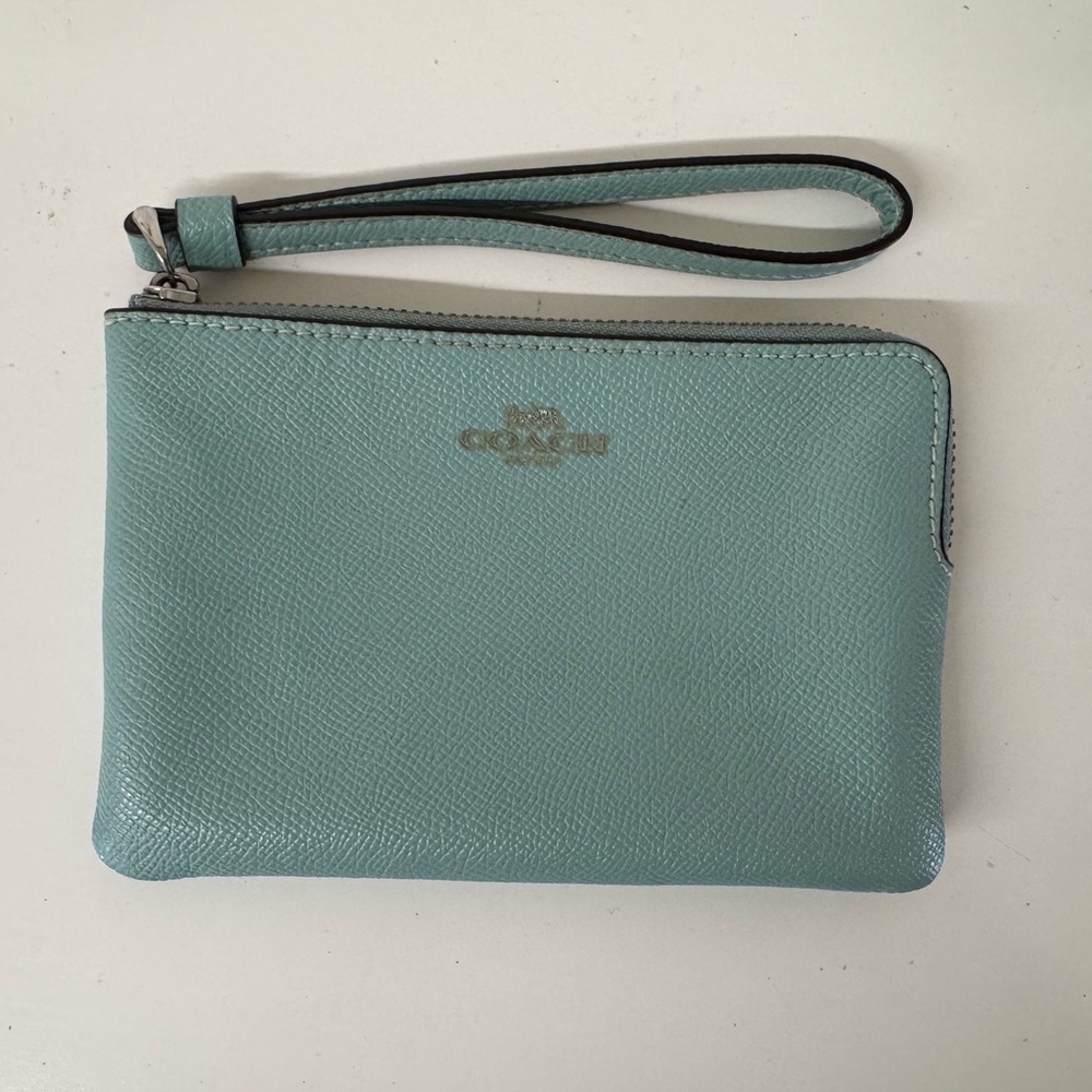 Coach Teal Leather Wristlet